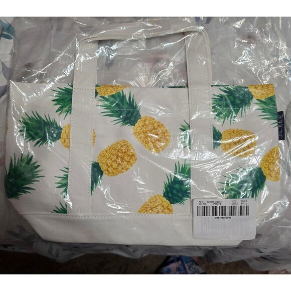 NWT J. Crew Canvas Pineapple Mini Tote in White Summer Green - Picture 4 of 4